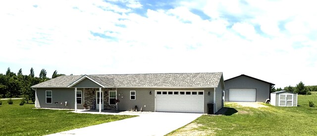 46313 St Lawrence Dr, Otto Twp, MN 56573 - single story home with a front lawn, driveway, an attached garage, and an outdoor structure