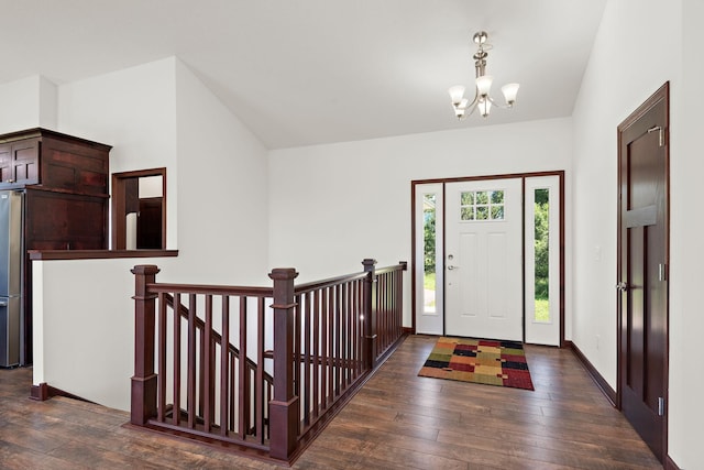 11039 285th Ave, Zimmerman, MN 55398 - foyer featuring a chandelier and dark wood finished floors