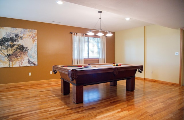 66182 310th Ave, Lake City, MN 55041 - recreation room featuring light wood-type flooring, pool table, and recessed lighting