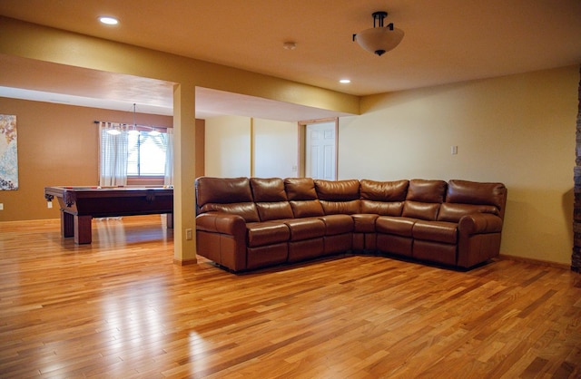 66182 310th Ave, Lake City, MN 55041 - living room featuring light wood-type flooring, billiards, and recessed lighting