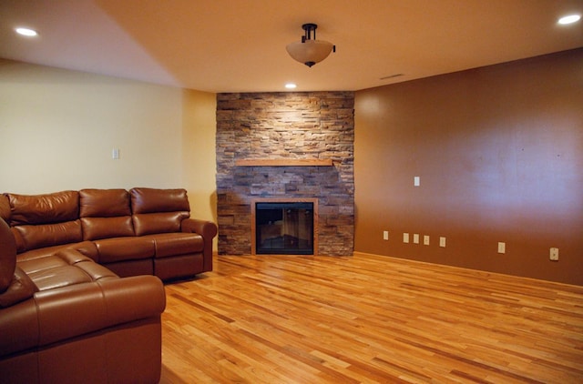 66182 310th Ave, Lake City, MN 55041 - living area with light wood-style floors, recessed lighting, and a fireplace