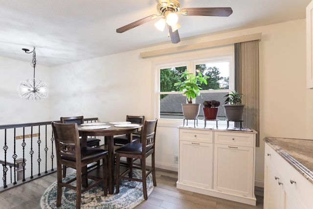 12190 Drake St NW, Coon Rapids, MN 55448 - dining space with light wood-style floors, ceiling fan, and a chandelier
