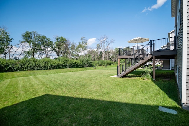 3702 112th Cir NE, Blaine, MN 55449 - view of green lawn featuring stairway and a deck
