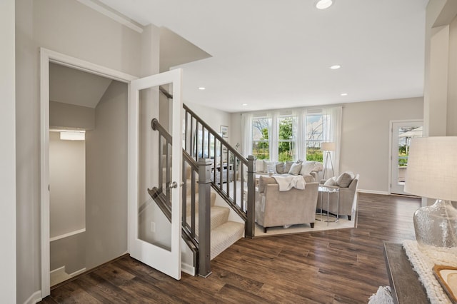 3702 112th Cir NE, Blaine, MN 55449 - stairway with recessed lighting and wood finished floors