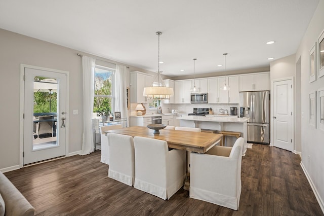 3702 112th Cir NE, Blaine, MN 55449 - dining space with dark wood-style floors and recessed lighting