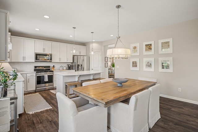 3702 112th Cir NE, Blaine, MN 55449 - dining space featuring dark wood finished floors and recessed lighting