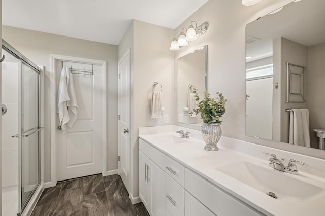 3702 112th Cir NE, Blaine, MN 55449 - full bath featuring double vanity and a shower stall