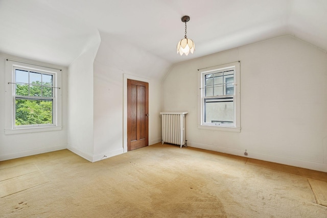 73 Arthur Ave SE, Minneapolis, MN 55414 - additional living space with radiator, lofted ceiling, healthy amount of natural light, and carpet