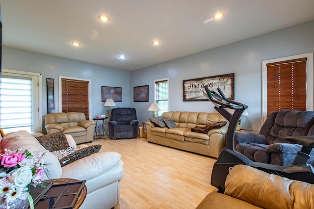 15212 667th St, Wabasha, MN 55981 - living room featuring light wood-type flooring and recessed lighting