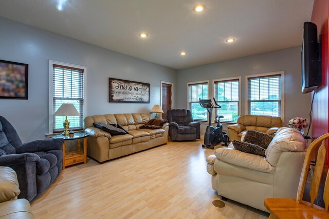 15212 667th St, Wabasha, MN 55981 - living room featuring plenty of natural light, light wood-style floors, and recessed lighting