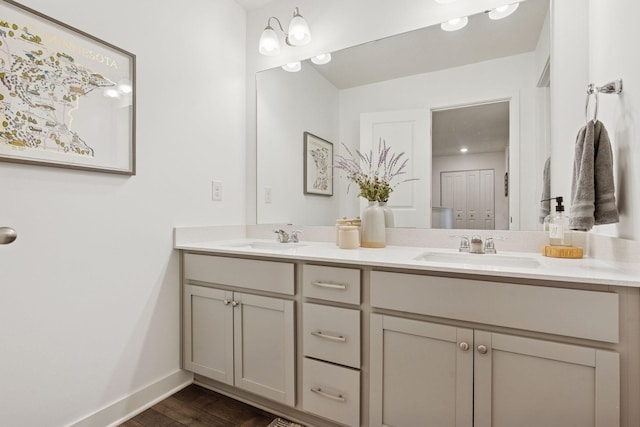 11121 Balsam Pointe Trl, Dayton, MN 55327 - full bath with double vanity and wood finished floors