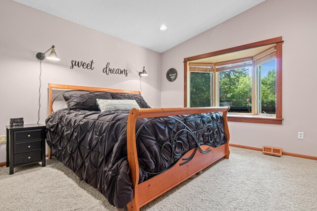 1962 72 1/2 St, Centerville, MN 55038 - bedroom featuring carpet flooring, lofted ceiling, and recessed lighting