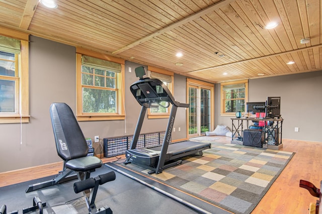 1962 72 1/2 St, Centerville, MN 55038 - exercise area featuring wooden ceiling, recessed lighting, and wood finished floors