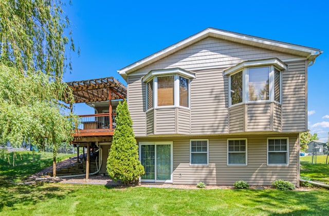 1962 72 1/2 St, Centerville, MN 55038 - rear view of house with a pergola, a yard, and a wooden deck