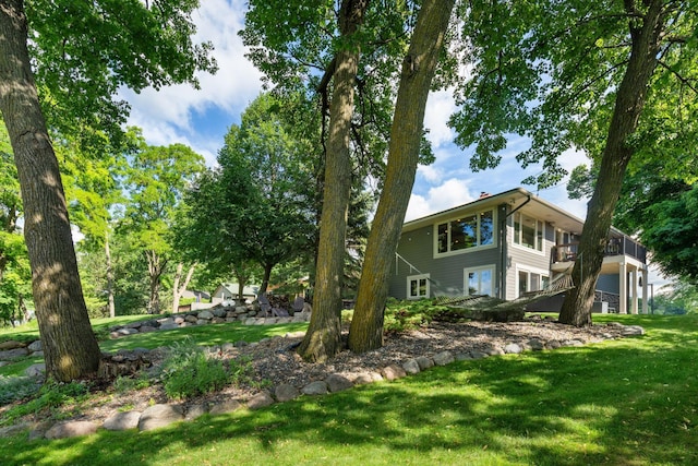 4832 Longford Rd, Mound, MN 55364 - view of green lawn featuring stairs and a wooden deck