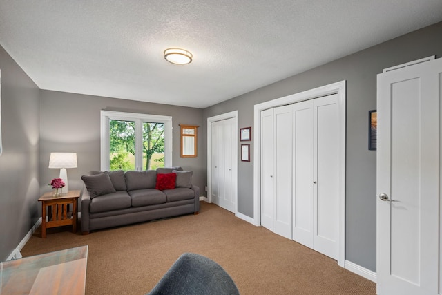 4832 Longford Rd, Mound, MN 55364 - carpeted living area featuring baseboards and a textured ceiling