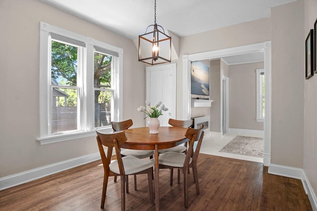 823 Owens St N, Stillwater, MN 55082 - dining area with dark wood-style floors and a chandelier
