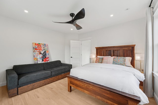 109 Pine St E, Stillwater, MN 55082 - bedroom featuring light wood-style floors, ceiling fan, and recessed lighting