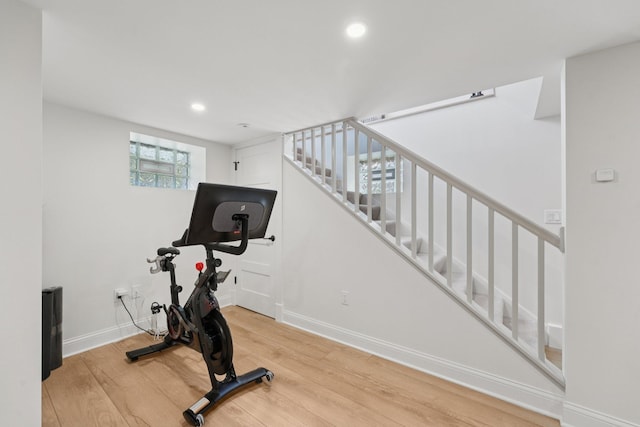 109 Pine St E, Stillwater, MN 55082 - workout area featuring wood finished floors and recessed lighting