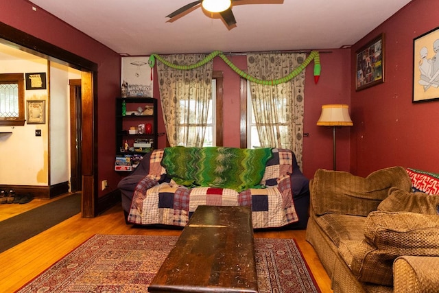 2912 15th Ave S, Minneapolis, MN 55407 - living room with ceiling fan and wood finished floors
