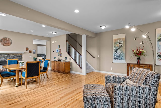 18837 Javelin Way, Lakeville, MN 55044 - dining area with stairs, wood finished floors, and recessed lighting