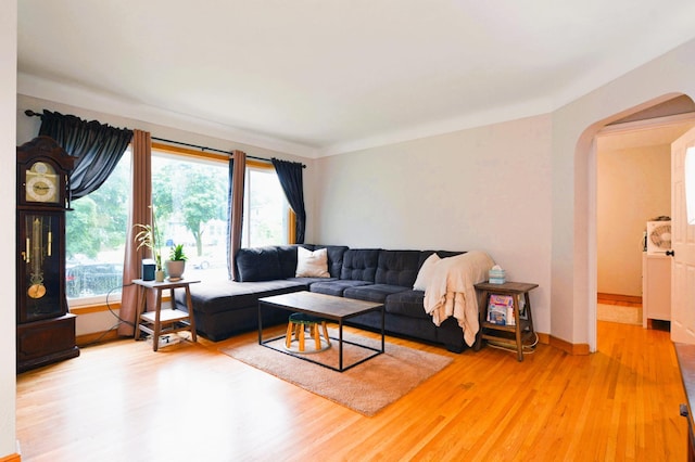 1631 Ross Ave, Saint Paul, MN 55106 - living room with wood finished floors and arched walkways
