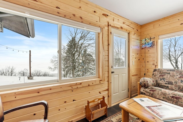 46317 Lucretia Ln, Isle, MN 56342 - sitting room featuring wooden walls and wood finished floors
