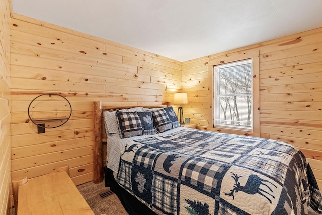 46317 Lucretia Ln, Isle, MN 56342 - bedroom featuring carpet floors and wood walls