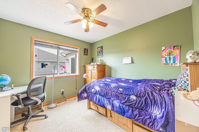 3730 Taylor St S, Fargo, ND 58104 - bedroom with carpet floors, a ceiling fan, and a textured ceiling