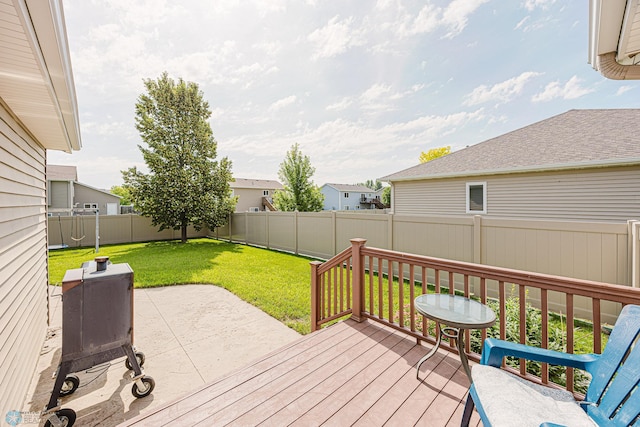3730 Taylor St S, Fargo, ND 58104 - deck featuring a fenced backyard, a residential view, and a patio area