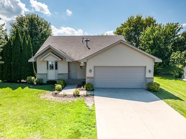 133 Summerfield Ct, Waverly, MN 55390 - view of front of house with a garage, a front yard, concrete driveway, and a shingled roof