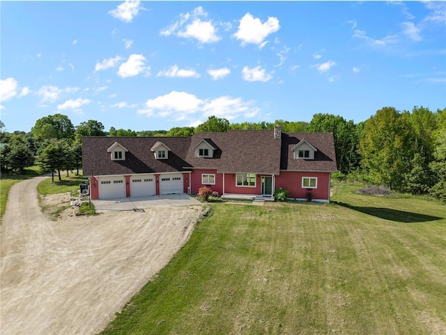 2832 130th Ave, Glenwood City, WI 54013 - cape cod home featuring driveway, a front lawn, an attached garage, and a shingled roof