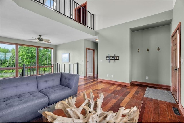 2832 130th Ave, Glenwood City, WI 54013 - living area with hardwood / wood-style flooring and a ceiling fan