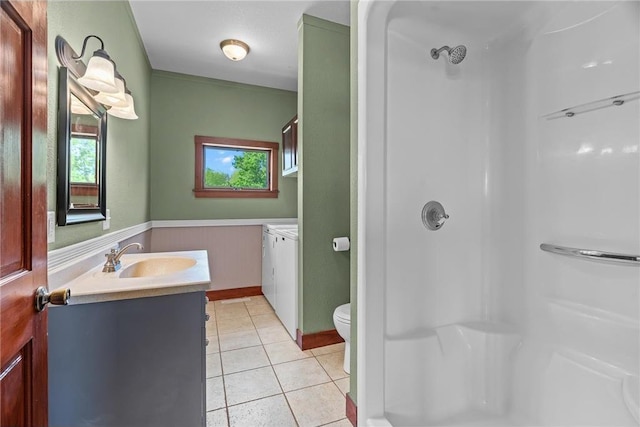 2832 130th Ave, Glenwood City, WI 54013 - bathroom featuring vanity, plenty of natural light, tile patterned floors, and a shower