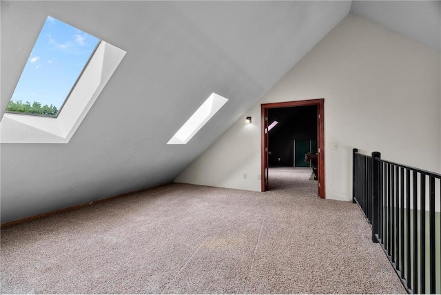 2832 130th Ave, Glenwood City, WI 54013 - additional living space with a skylight, vaulted ceiling, and carpet flooring