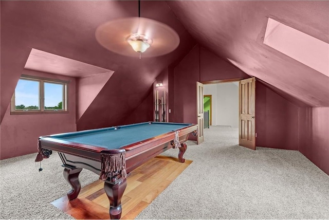 2832 130th Ave, Glenwood City, WI 54013 - rec room with vaulted ceiling, carpet, and pool table