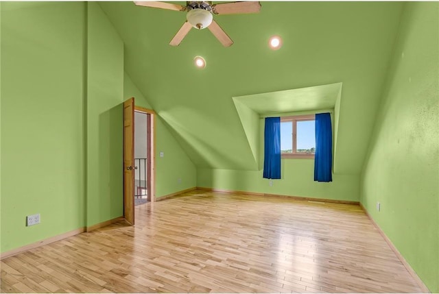 2832 130th Ave, Glenwood City, WI 54013 - additional living space featuring vaulted ceiling, wood finished floors, and ceiling fan