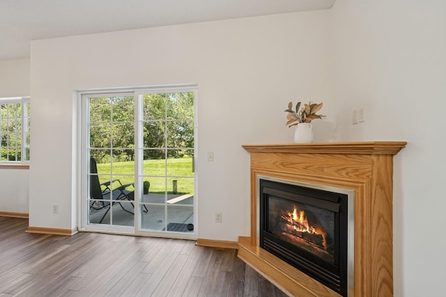 2840 Brewers Ln, Stillwater, MN 55082 - unfurnished living room featuring wood finished floors and a glass covered fireplace