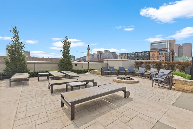 100 3rd Ave S Unit 805, Minneapolis, MN 55401 - view of patio / terrace featuring an outdoor fire pit and a view of city