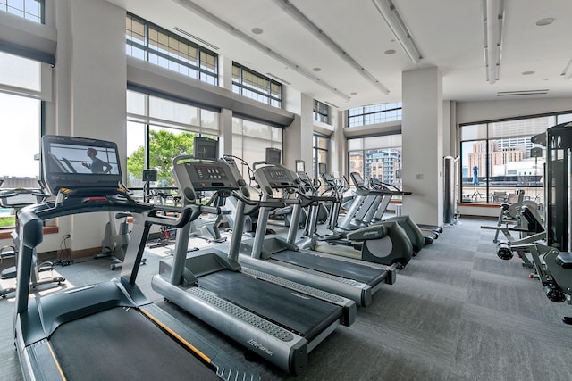100 3rd Ave S Unit 805, Minneapolis, MN 55401 - workout area with a towering ceiling and carpet floors