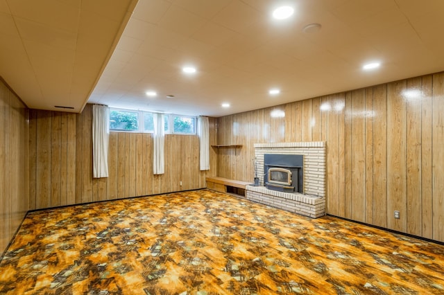 2808 34th Ave NE, Saint Anthony, MN 55418 - unfurnished living room with wooden walls and recessed lighting