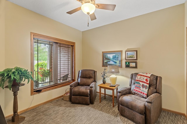 6511 98th Ln N, Brooklyn Park, MN 55445 - sitting room featuring carpet and a ceiling fan