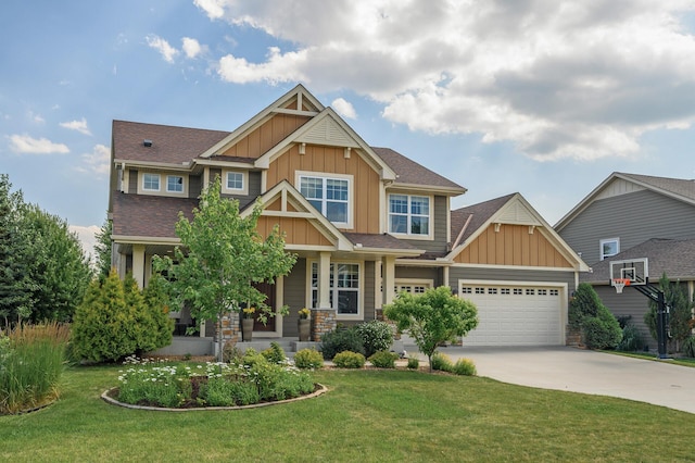 16615 54th Ave N, Plymouth, MN 55446 - craftsman-style house with board and batten siding, driveway, and a front yard