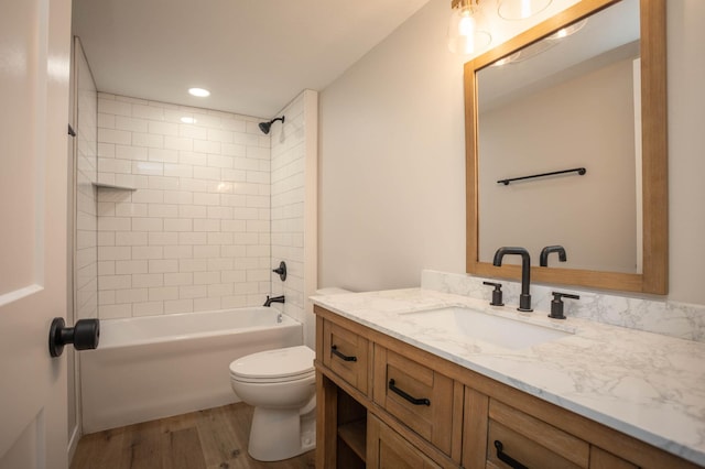 7591 Lake Ida Way NW, Alexandria, MN 56308 - bathroom with vanity, wood finished floors, and bathing tub / shower combination