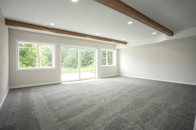 7591 Lake Ida Way NW, Alexandria, MN 56308 - unfurnished room featuring beam ceiling, carpet floors, and recessed lighting