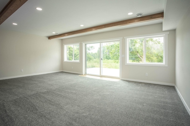 7591 Lake Ida Way NW, Alexandria, MN 56308 - empty room with recessed lighting, beam ceiling, carpet flooring, and a smoke detector