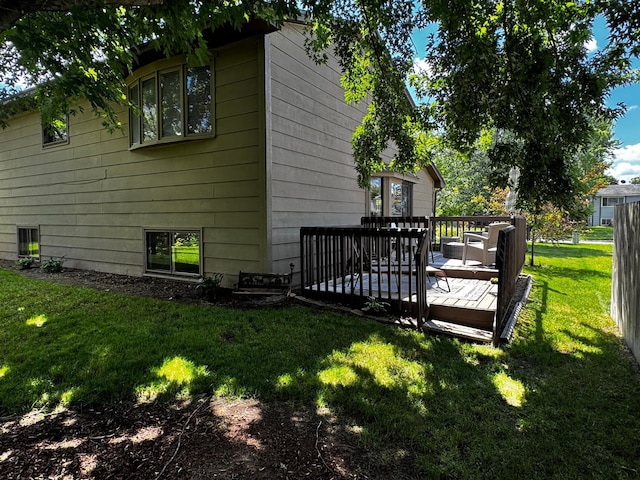 6314 112th Pl N, Champlin, MN 55316 - view of side of property featuring a wooden deck and a yard