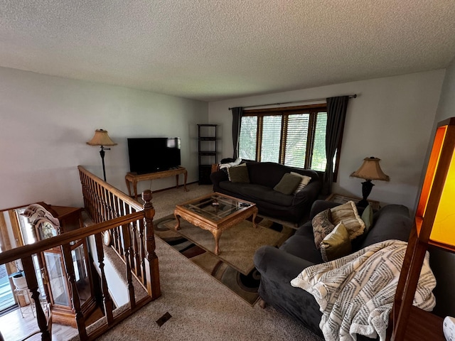 6314 112th Pl N, Champlin, MN 55316 - living area featuring carpet and a textured ceiling