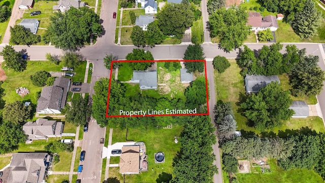 422 Park Ave, Sandstone, MN 55072 - aerial perspective of suburban area with property boundaries highlighted