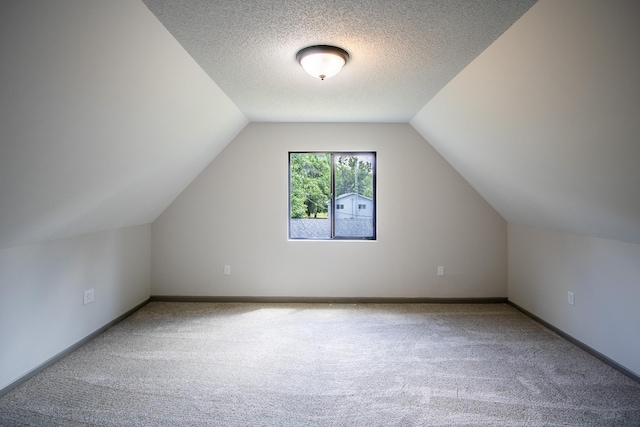 422 Park Ave, Sandstone, MN 55072 - bonus room featuring carpet flooring, lofted ceiling, and a textured ceiling